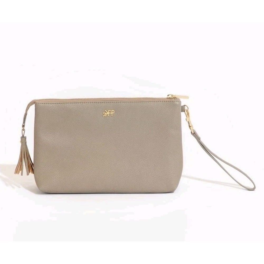 FRESHLY PICKED Classic Zip Pouch Aspen Beige Tan Clutch Bag Wristlet Brand New